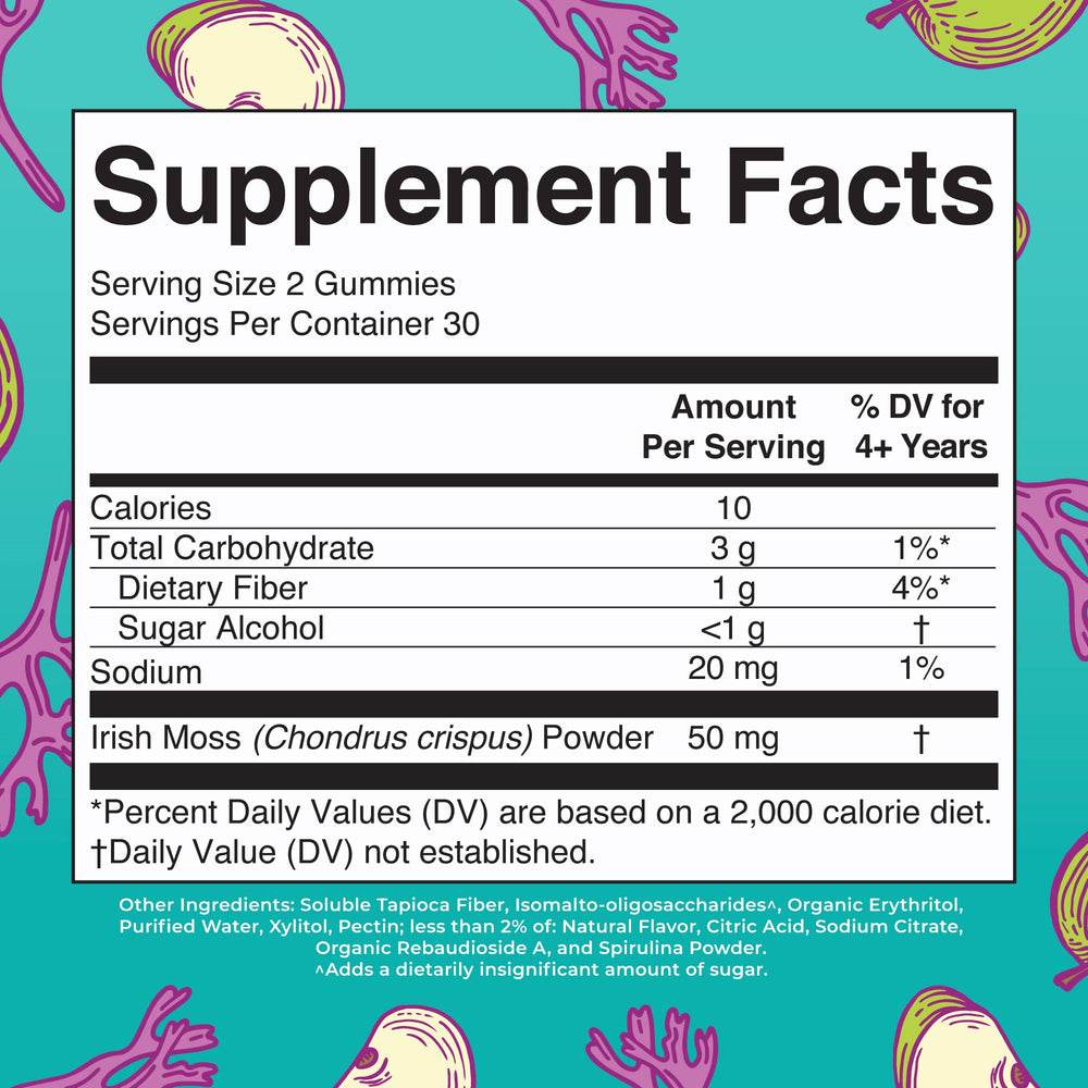 MaryRuth's Sea Moss Gummies 50mg serving closeup highlights daily moss intake