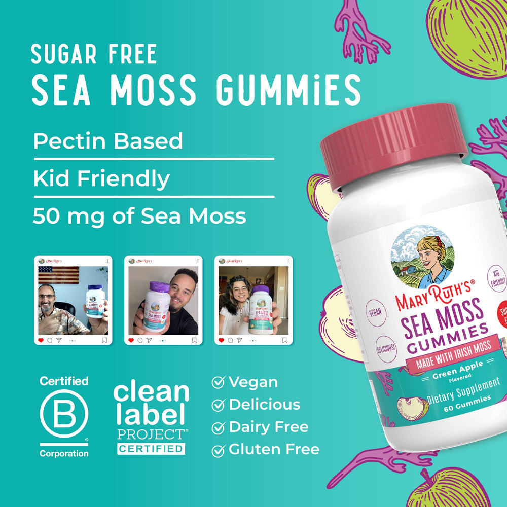 MaryRuth's Sea Moss Gummies green apple flavor closeup