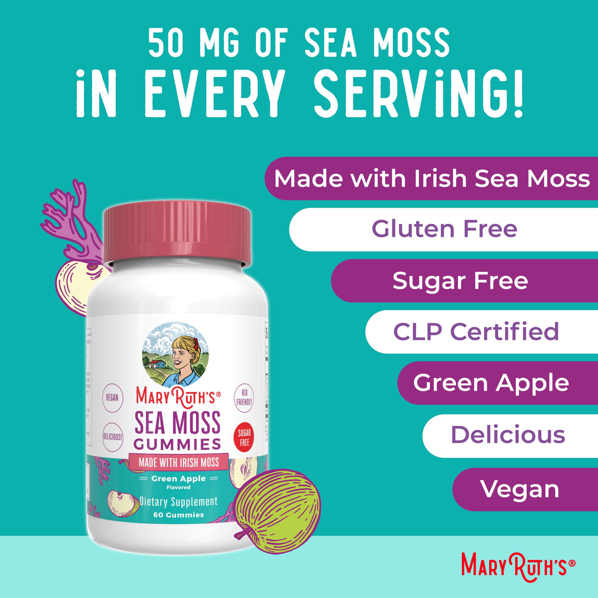MaryRuth's Sea Moss Gummies Irish Sea Moss ingredient closeup