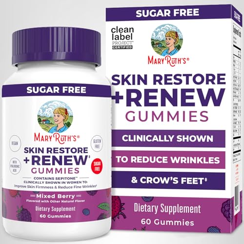 MaryRuth's Skin Restore + Renew daily-use gummies for adults 18+