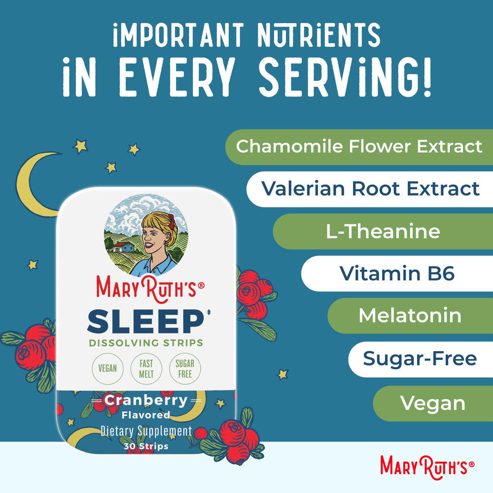 MaryRuth's Sleep Dissolving Strip vegan formulation supports dairy-free and gluten-free lifestyles.