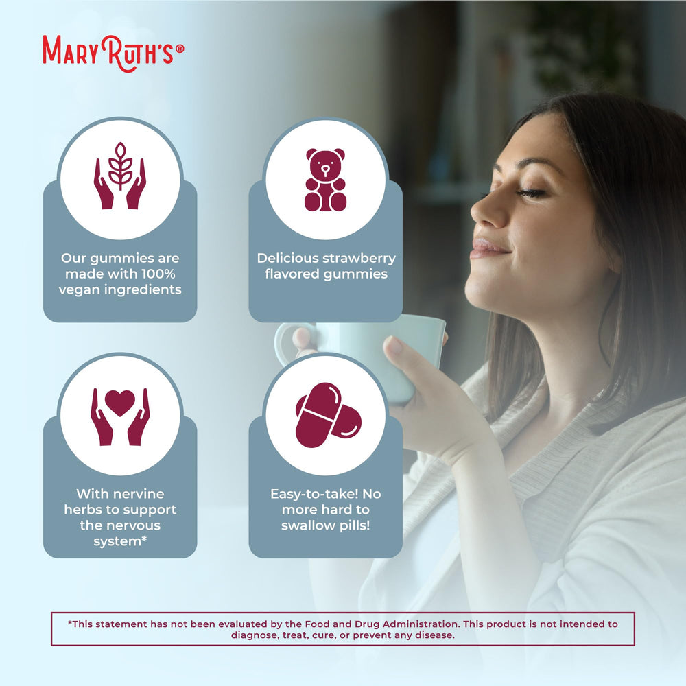 MARYRUTH'S Sleep Gummies gluten-free symbol signals dietary-friendly sleep aid.
