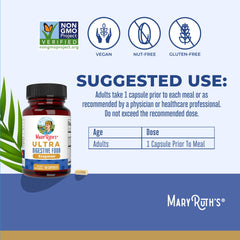 MaryRuth's Ultra Digestive Enzymes bottle label close-up showing vegan formula