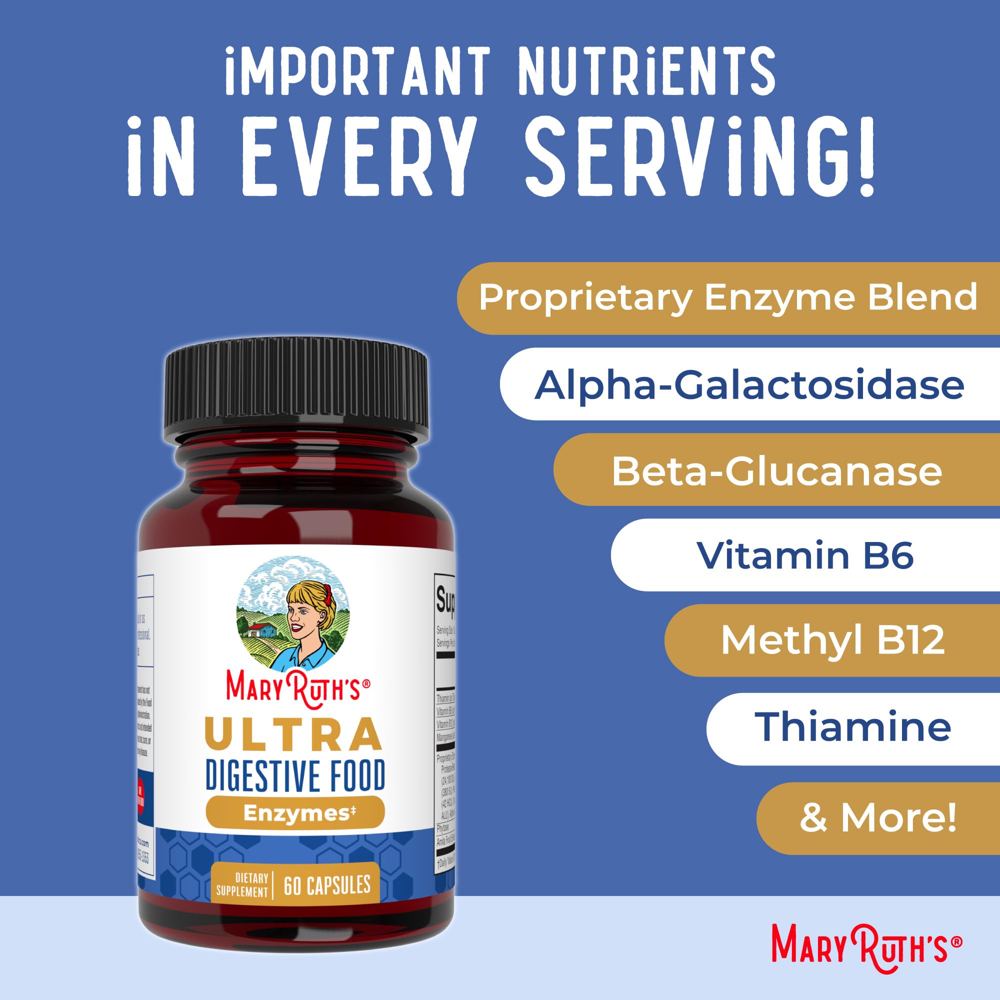 Ingredient list highlighting vegan enzyme blend and minerals