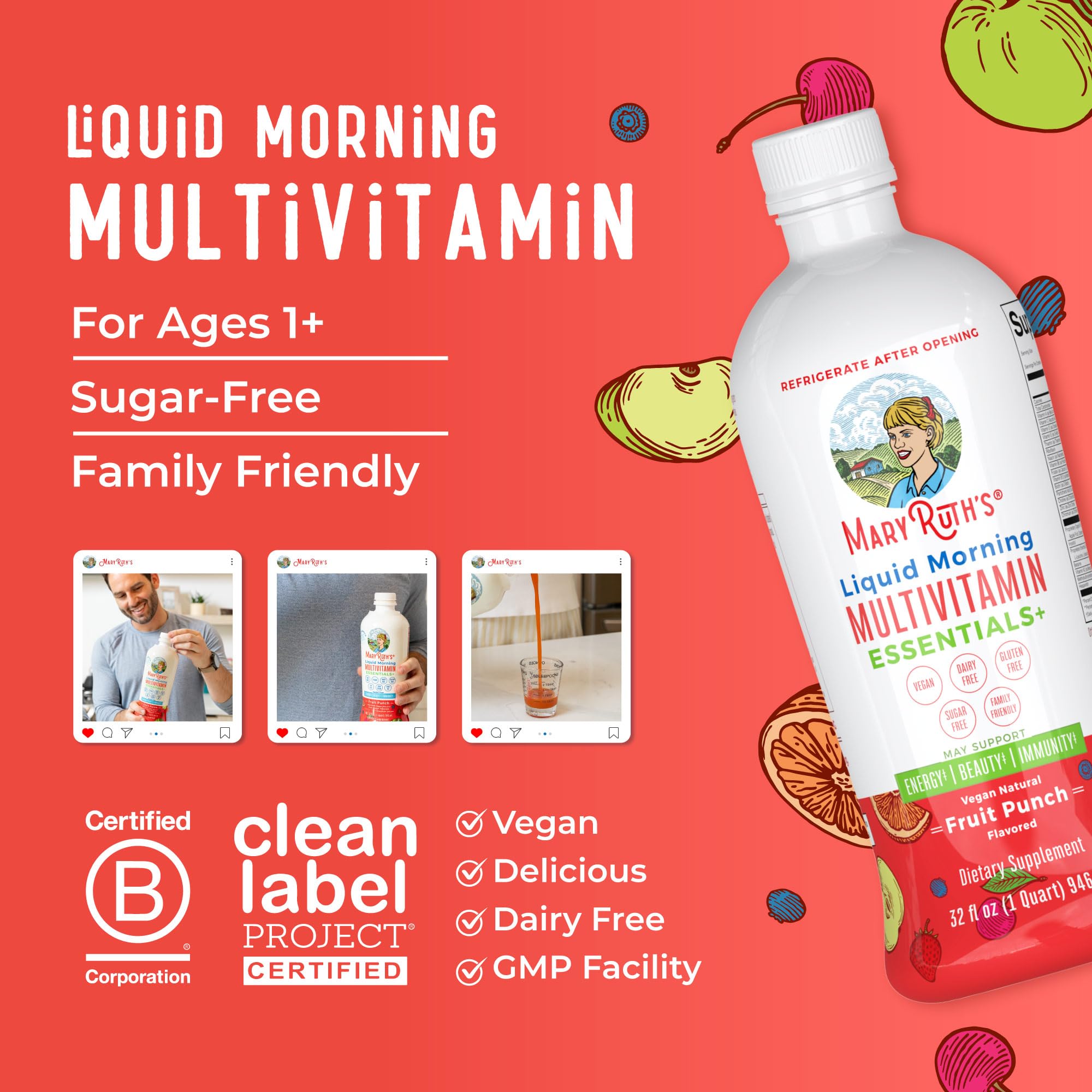 MaryRuth's vegan, allergen-friendly multivitamin suitable for diverse diets