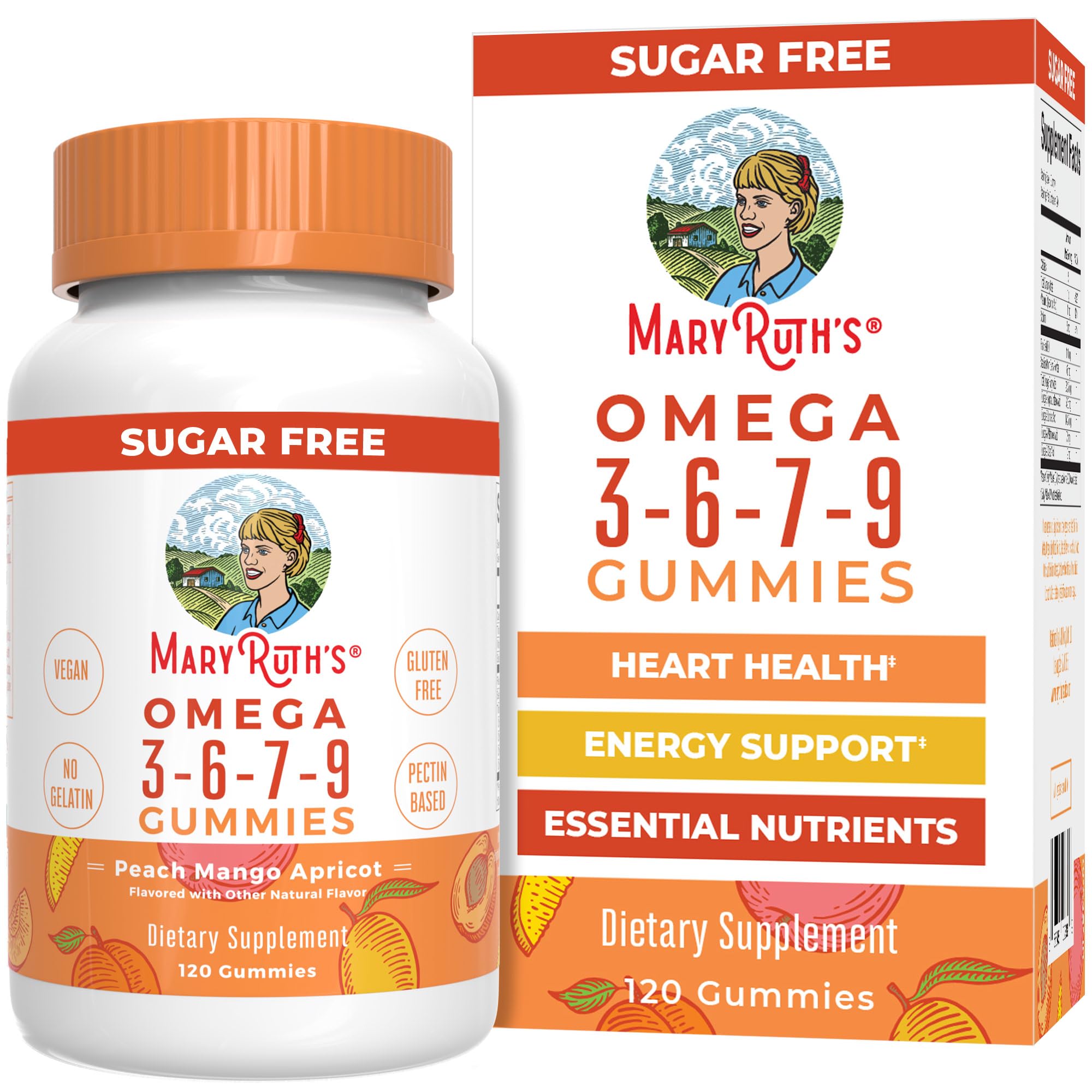 MaryRuth's vegan omega gummies bottle for convenient daily omega support.