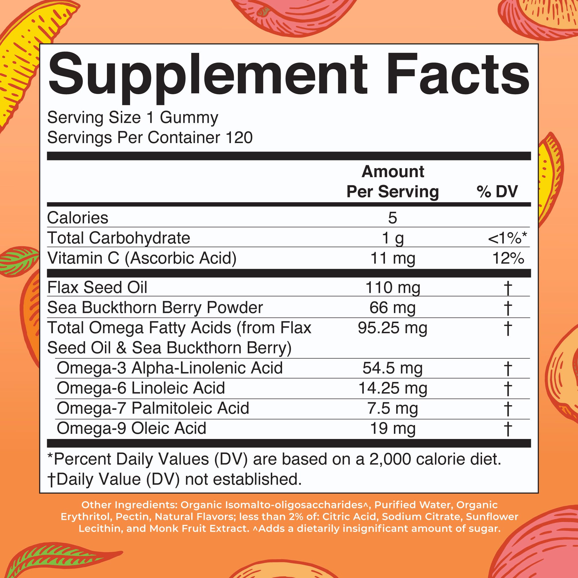 MaryRuth's vegan omega gummies label showing vegan, sugar-free formulation.