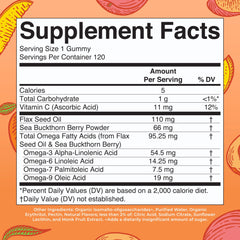 MaryRuth's vegan omega gummies label showing vegan, sugar-free formulation.