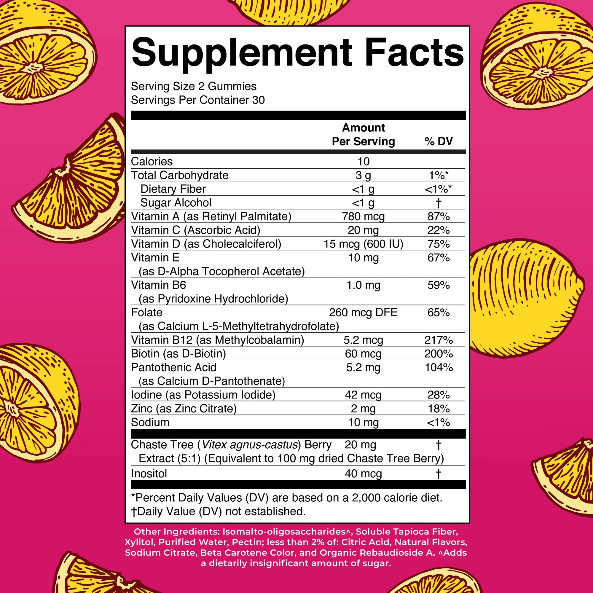 MARYRUTH'S bottle label close-up showing vegan, sugar-free gummy formula.