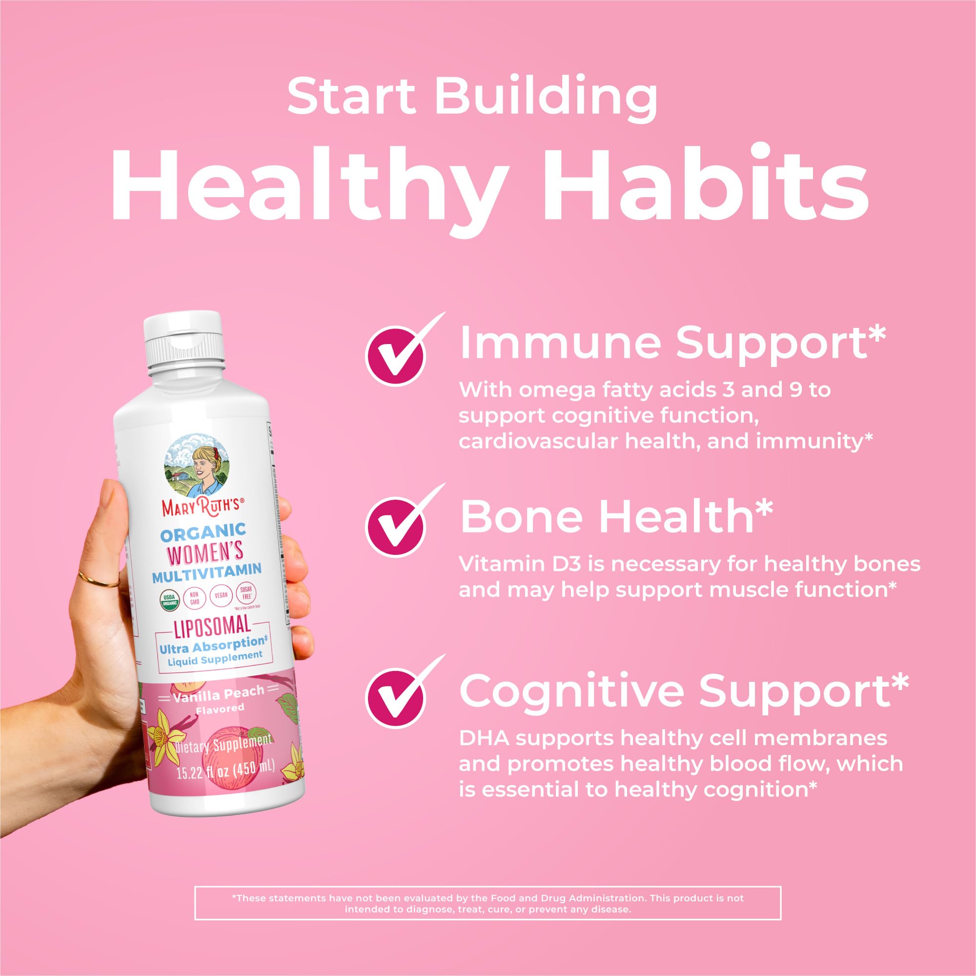MaryRuth's liposomal technology graphic suggests improved nutrient delivery