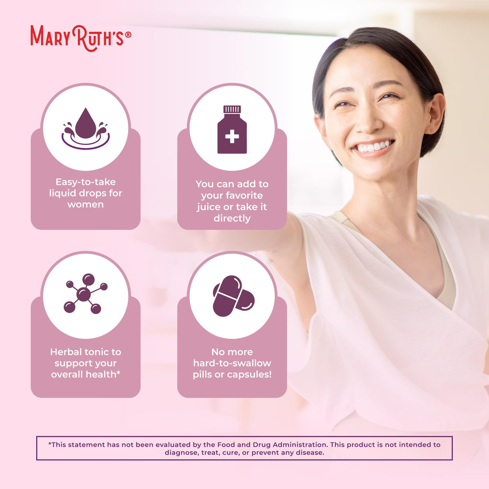 Herbal blend close-up emphasizes Raspberry Leaf and Chaste Tree Berry.