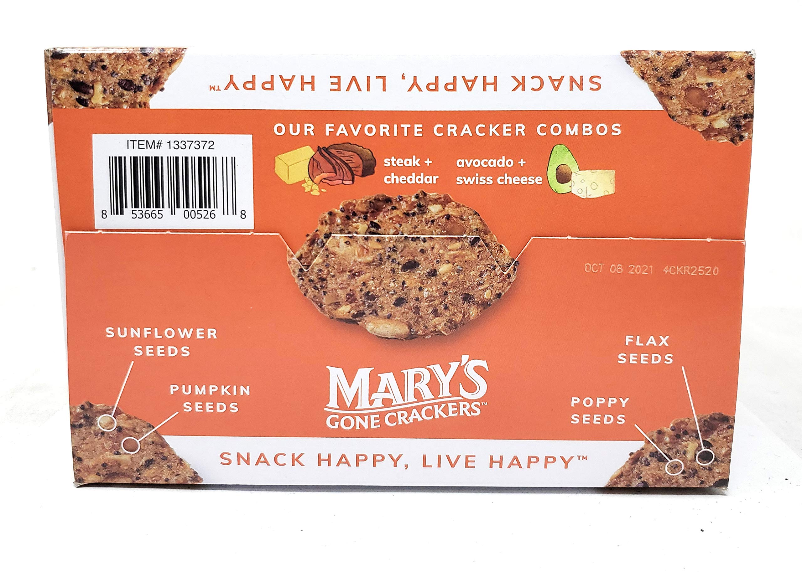Mary's Gone Crackers Organic crackers on a plate, ideal for quick, crisp snacking