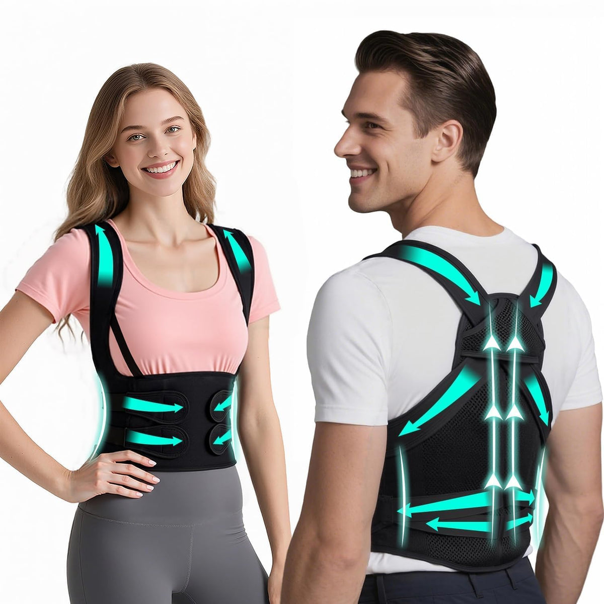 MARZONY back brace with full back support improves posture during desk work