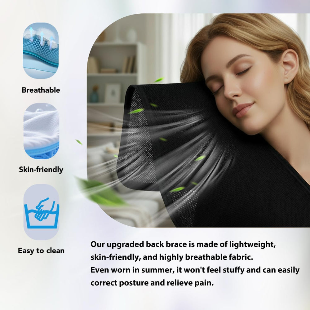 MARZONY breathable honeycomb mesh keeps skin cool while wearing the back brace all day.