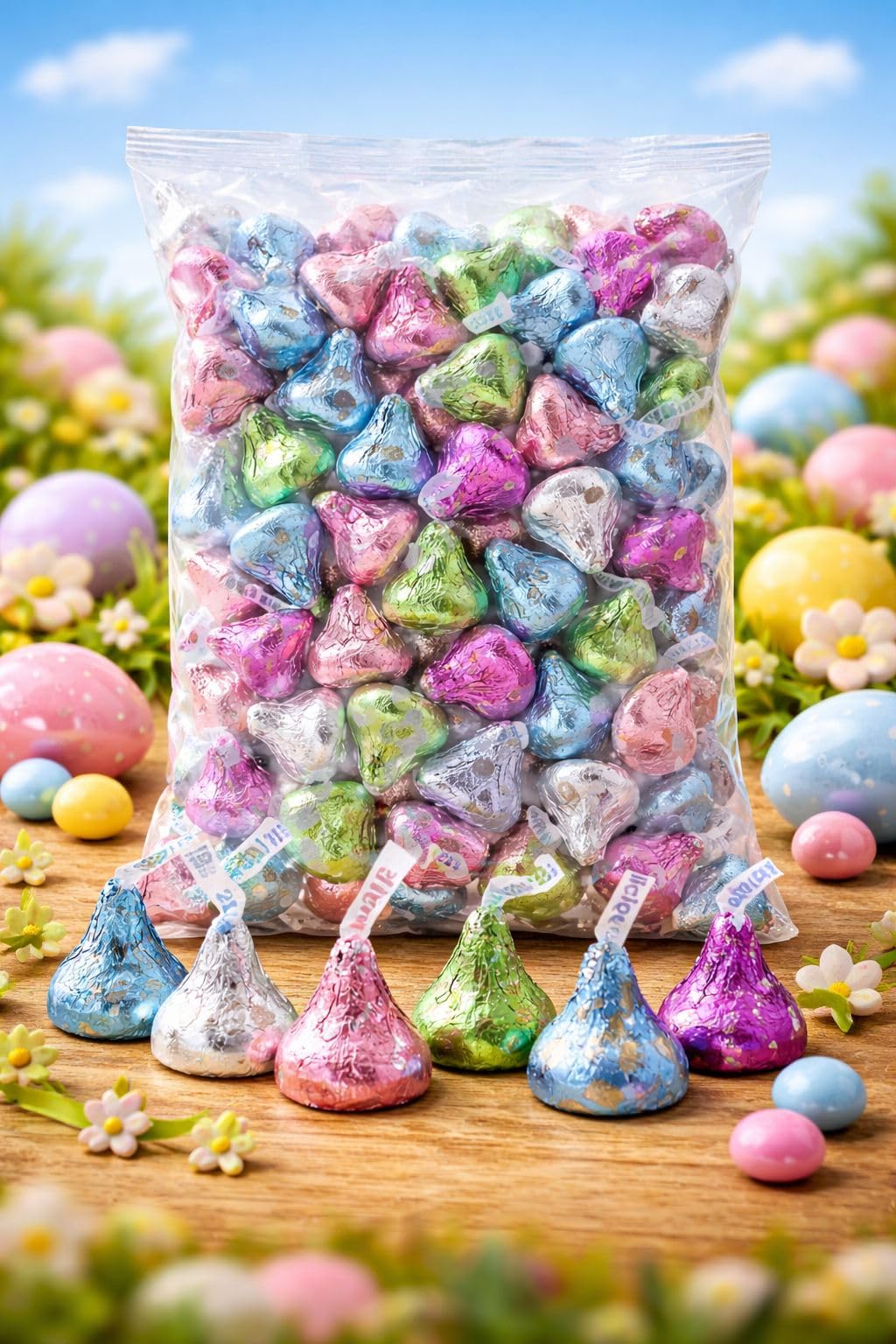 MASHBOX Hershey's Kisses Easter chocolate gifts in pastel wrappers, gift-ready bulk candy.