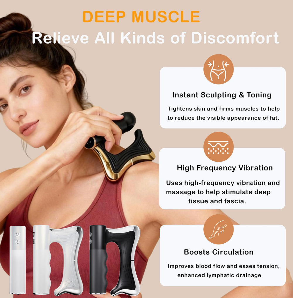 MASIKETEC Heated Muscle Scraper Tool 10500 RPM motor delivers deep tissue massage.