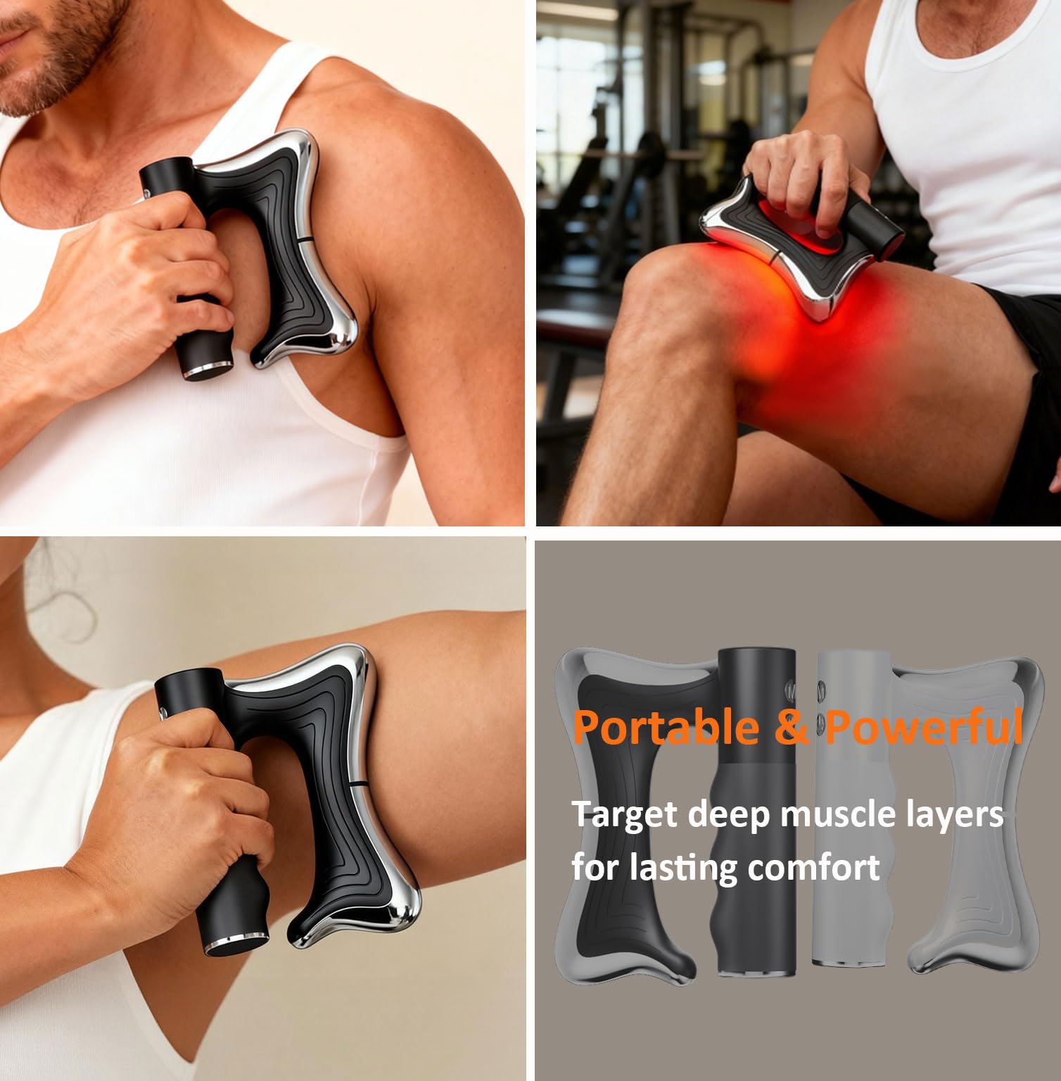 MASIKETEC Heated Muscle Scraper Tool ergonomic curve ensures precise control.