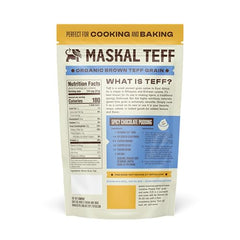 Maskal Teff brown teff grain close-up, earthy texture for gluten-free cooking.