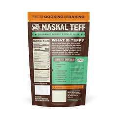 Maskal Teff Ivory Flour scoop ready for precise gluten-free batters