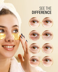Maskiss 24k gold under-eye patches placed under eyes during routine care.