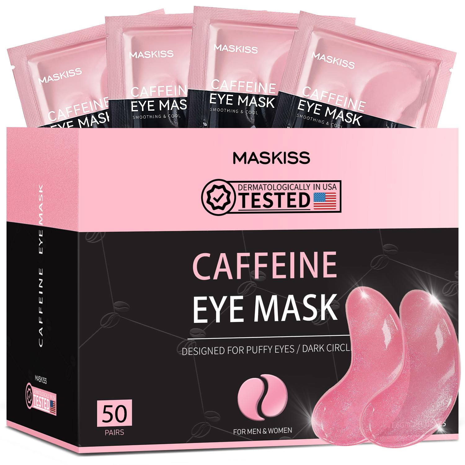Maskiss under eye patches jelly texture for hydration and brighter under-eye look.