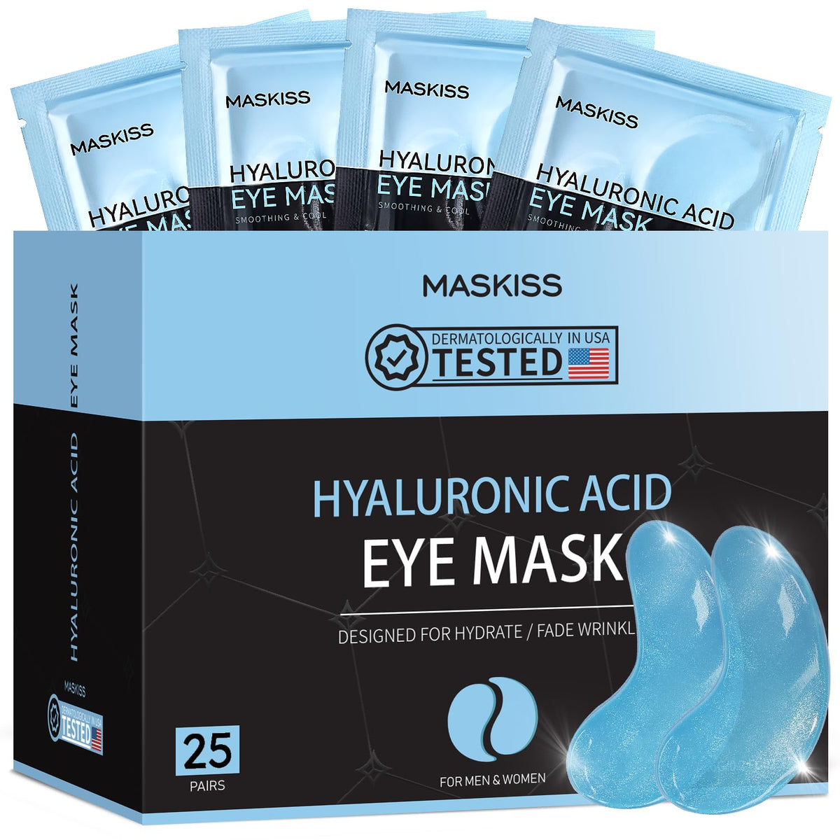 Maskiss Under Eye Patches packaging shows travel-friendly freshness for on-the-go use.