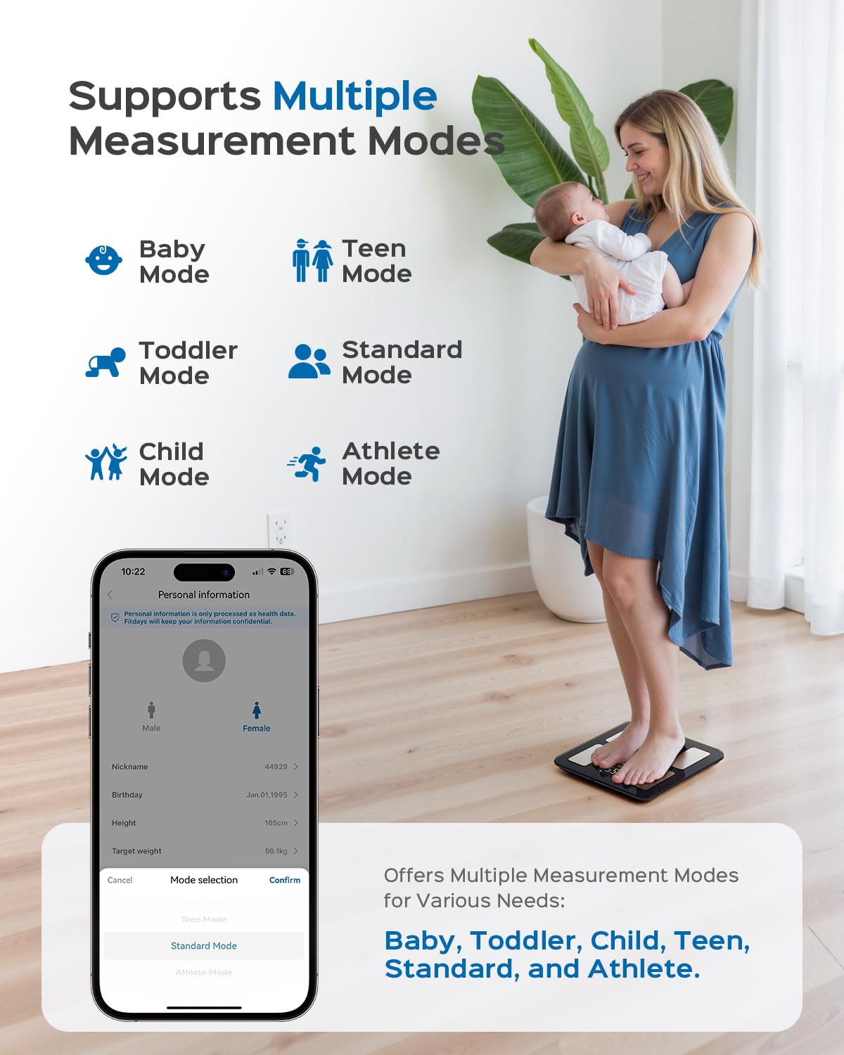 Masmssm Smart Scale anti-slip base provides safe daily weighing.