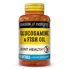 MASON NATURAL glucosamine-fish oil bottle promotes joint comfort during daily activities.