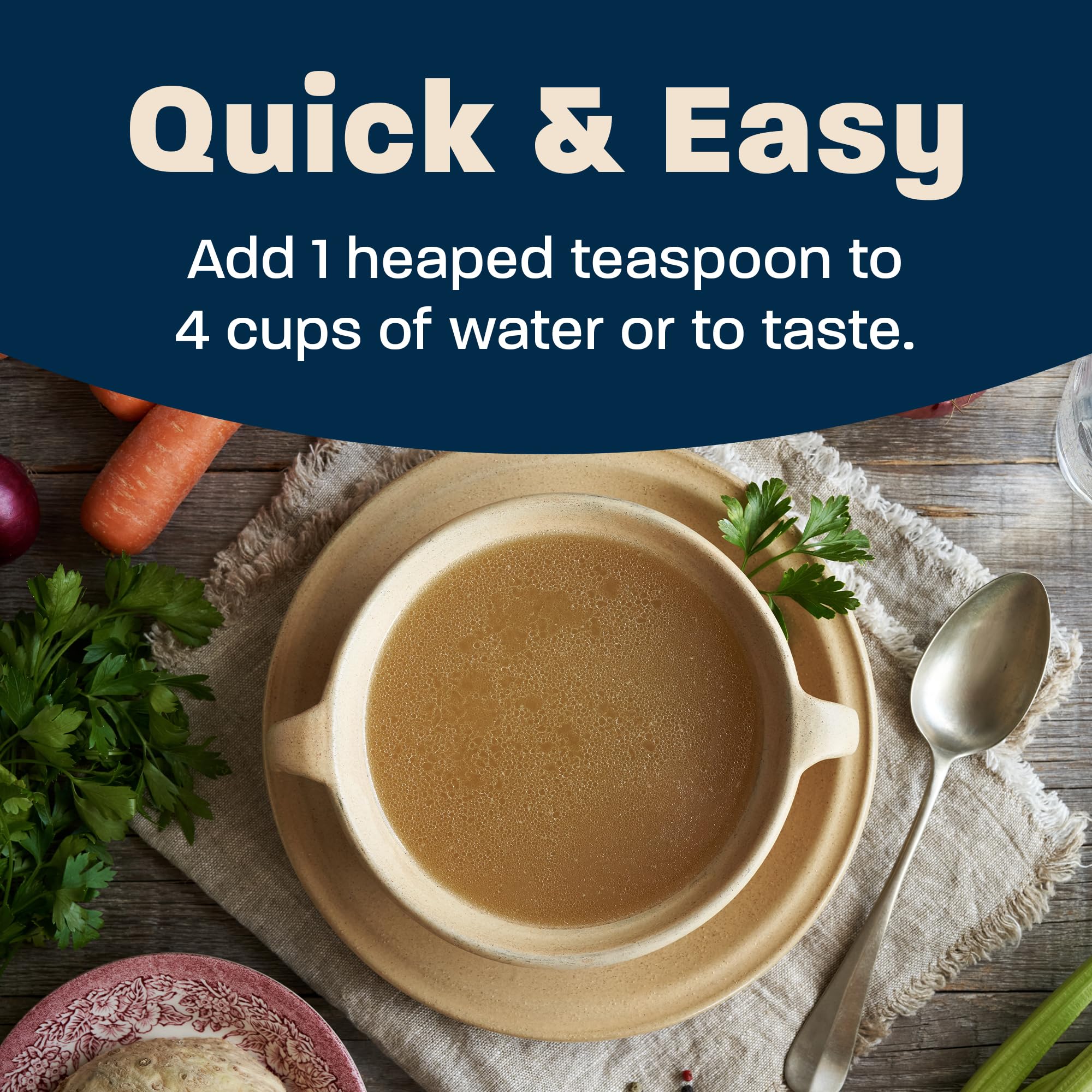 Massel Bouillon Powder with stirring spoon, ideal to season noodles.