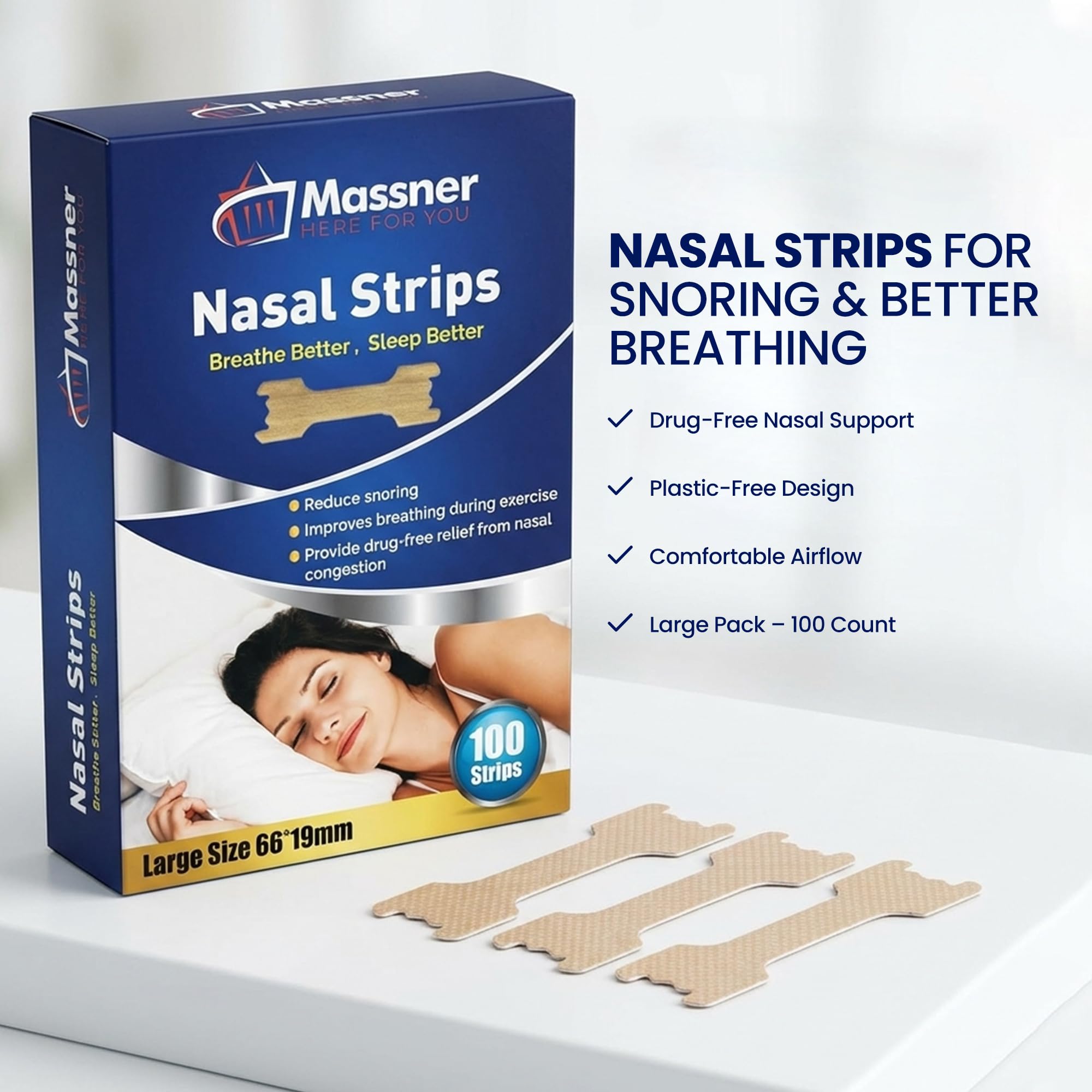 Massner night-airflow-improvement strip supports easier breathing through the night