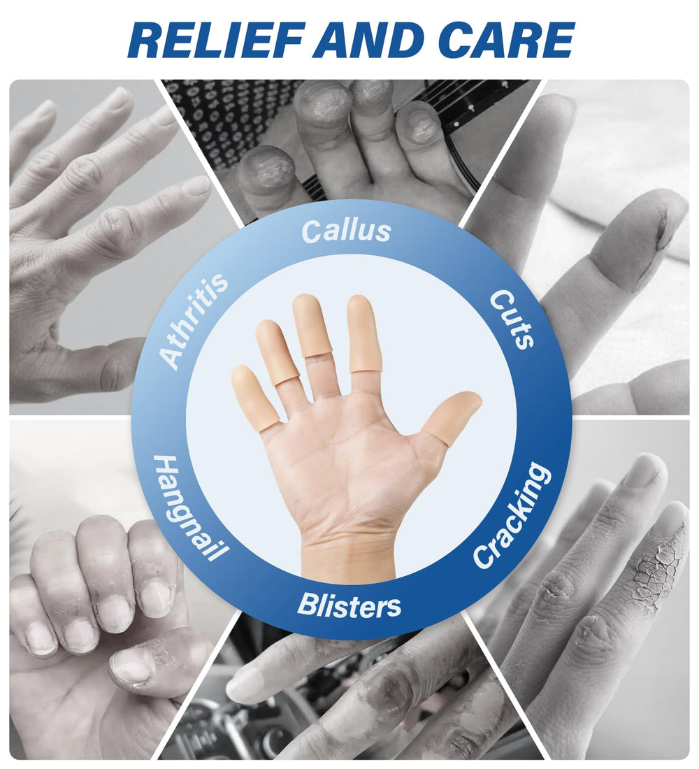 MasterMo Gel Finger Cots on finger during daily tasks reduces friction and pressure.