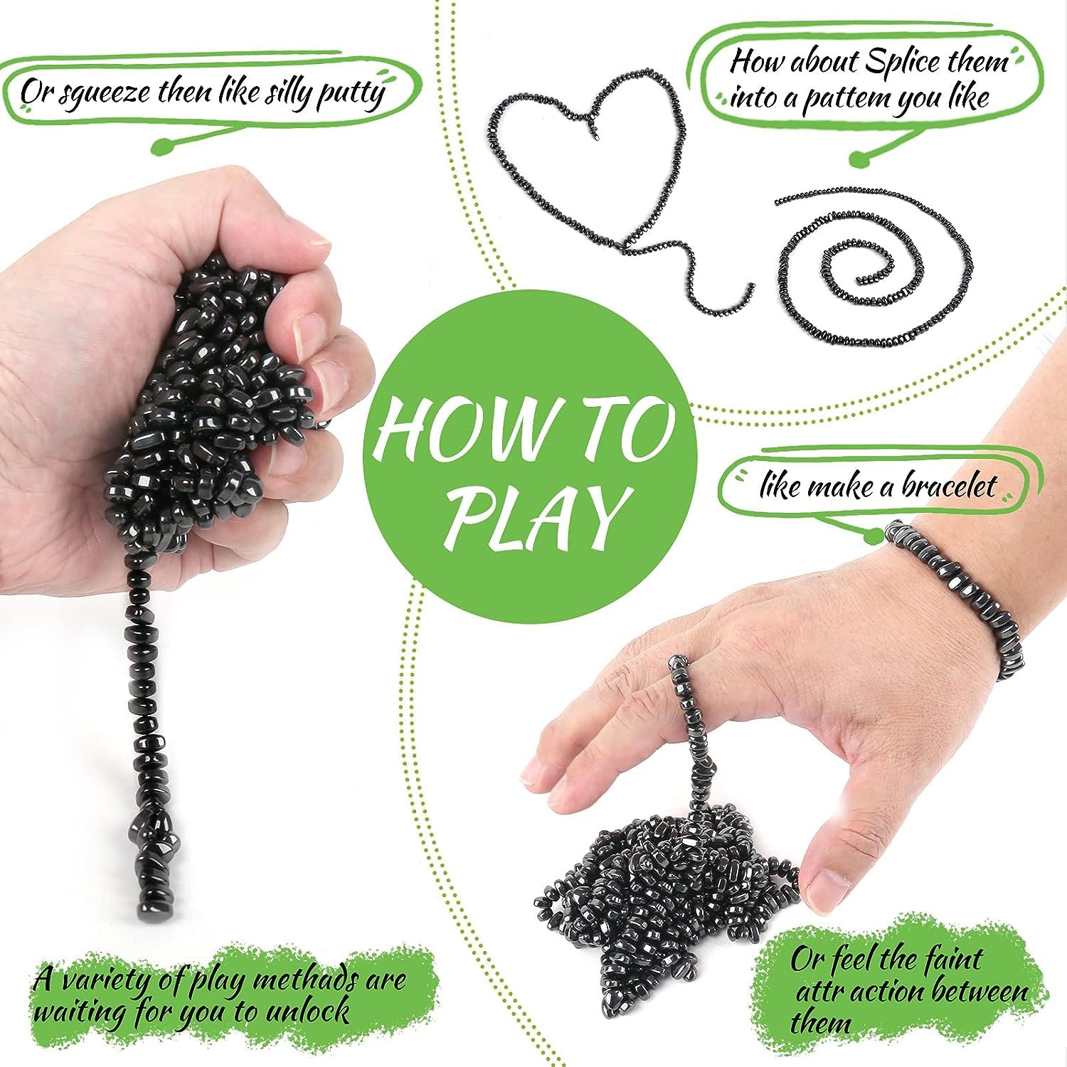 Matassari fidget magnets close-up for versatile shapes and sensory feedback.