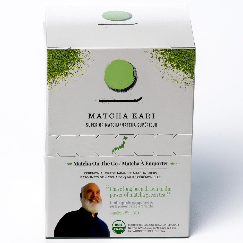 Matcha Kari single-serving stick for on-the-go preparation and convenience.