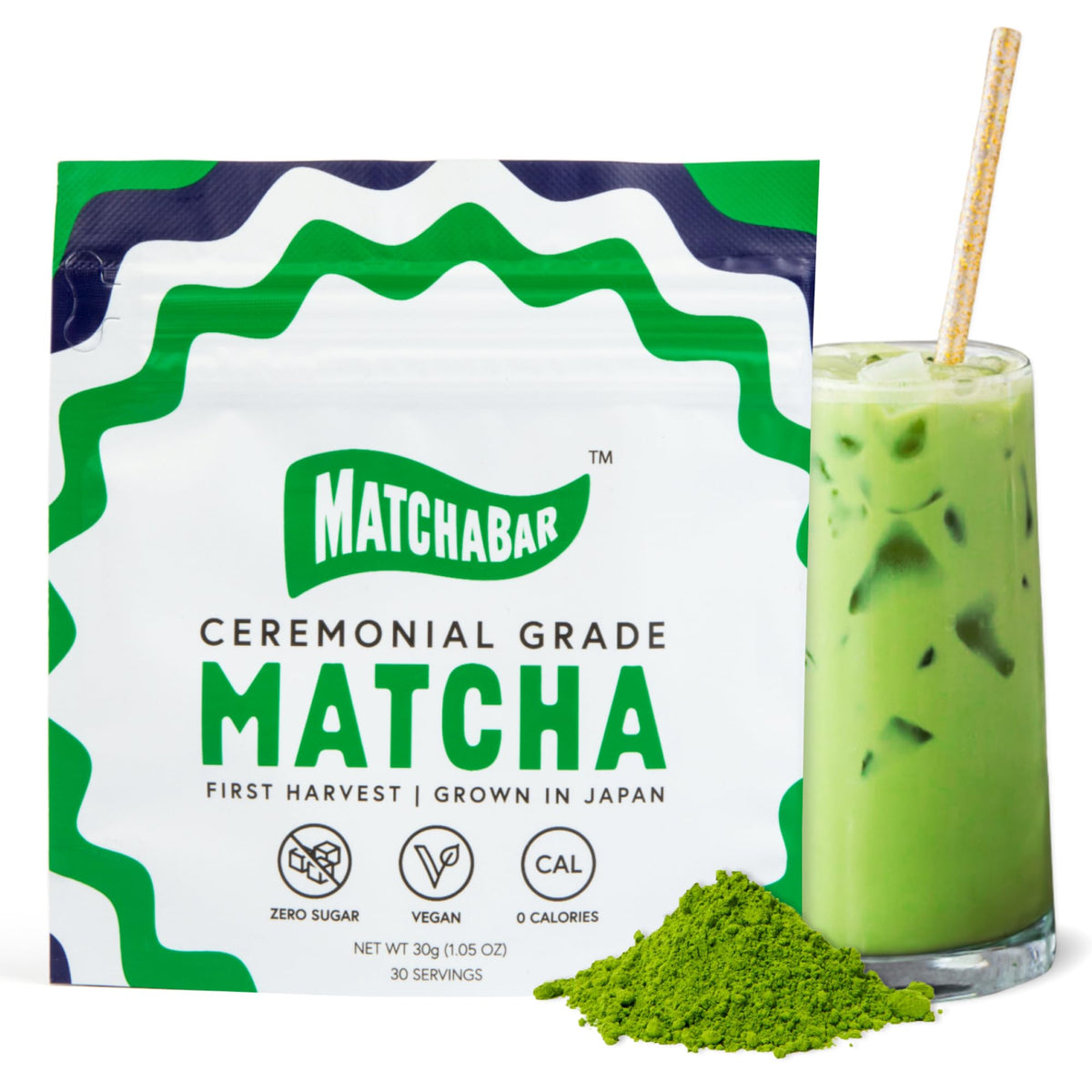 MATCHABAR ceremonial-grade matcha powder in a jar for daily rituals.