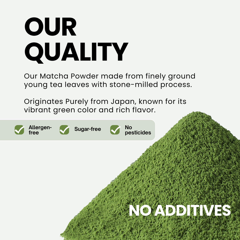 Matcharl matcha scoop and container with label close-up