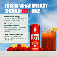 Mateina Raspberry Yuzu pour shot demonstrates smooth, non-carbonated energy without a caffeine crash.