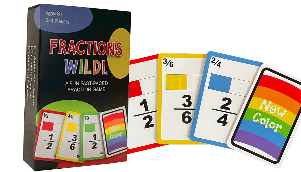 Math Magic Fractions Wild fraction card in hand highlighting fraction recognition.