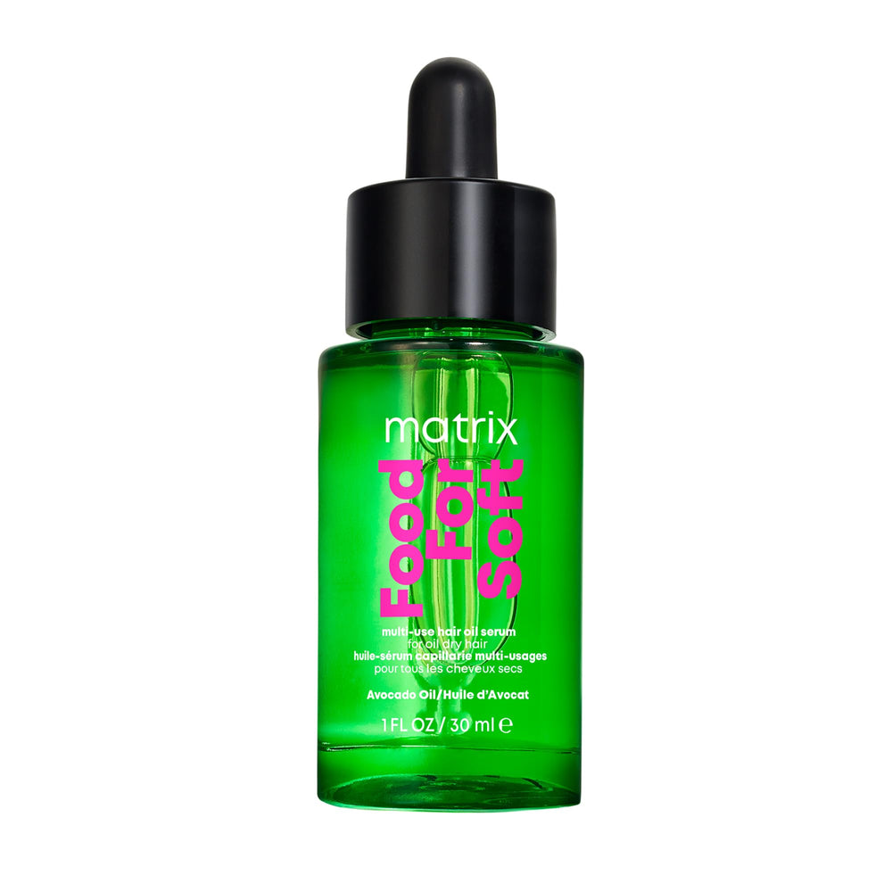 MATRIX Food For Soft Hair Oil bottle closeup highlighting hydrating formula for soft, shiny hair