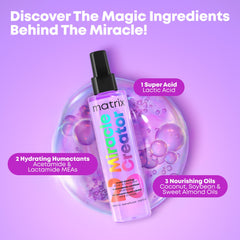 Matrix Miracle Creator hair finish image shows enhanced shine and frizz control.
