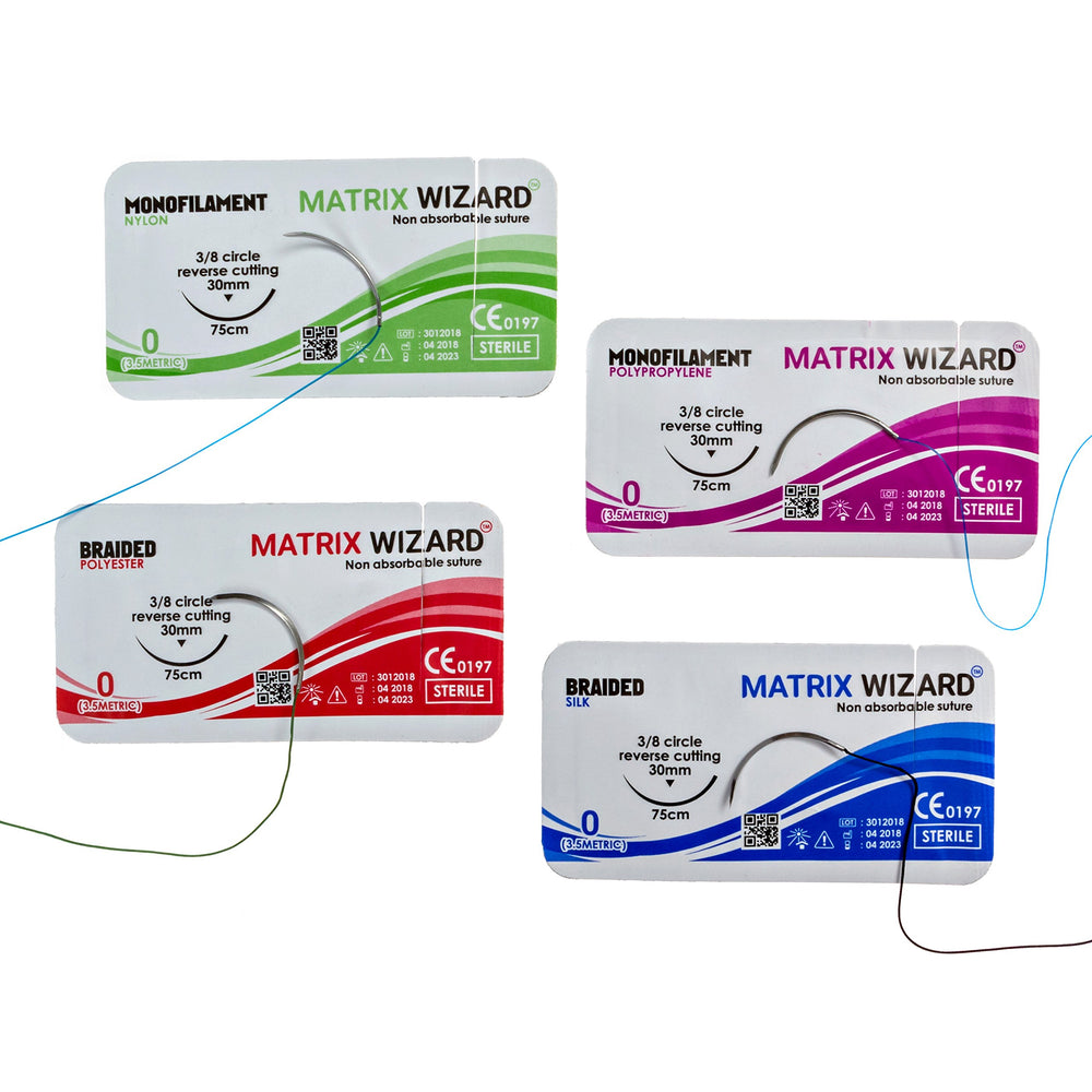 Matrix Wizard mixed suture sizes 0 to 4/0 for versatile training.