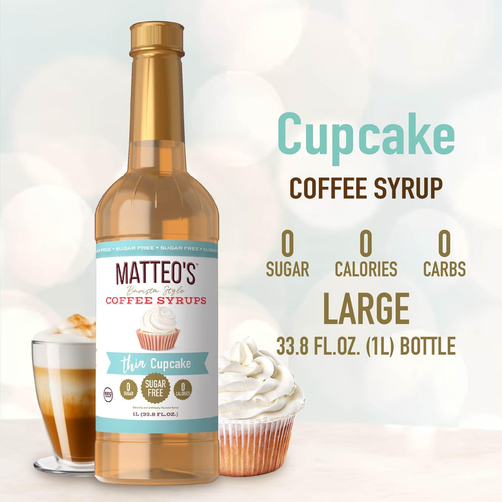 Latte with Matteo's Cupcake Syrup emitting steamed aroma and cupcake notes.