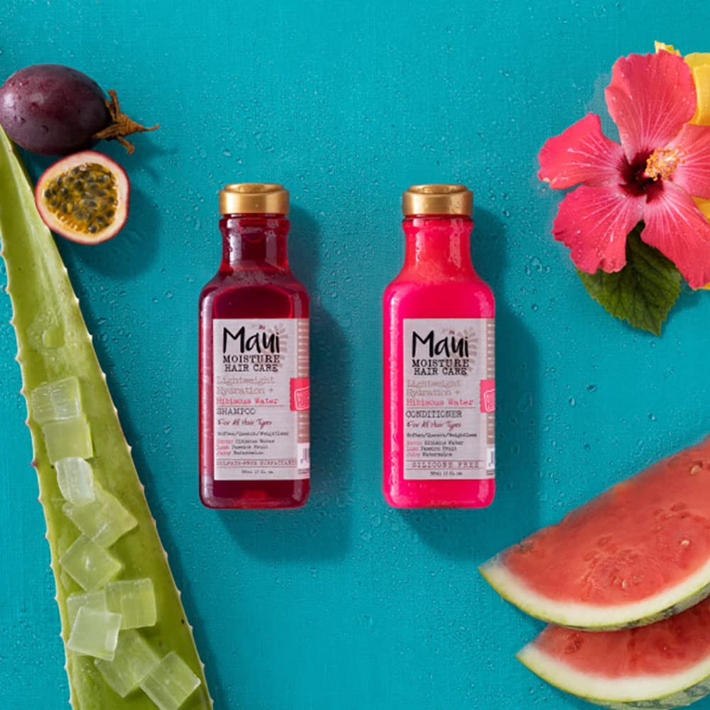 Maui Moisture color-treated hair-safe indicator on bottle shows compatibility.