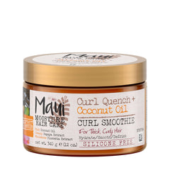 Maui Moisture Curl Quench Coconut Oil Curl Smoothie jar front for frizz control