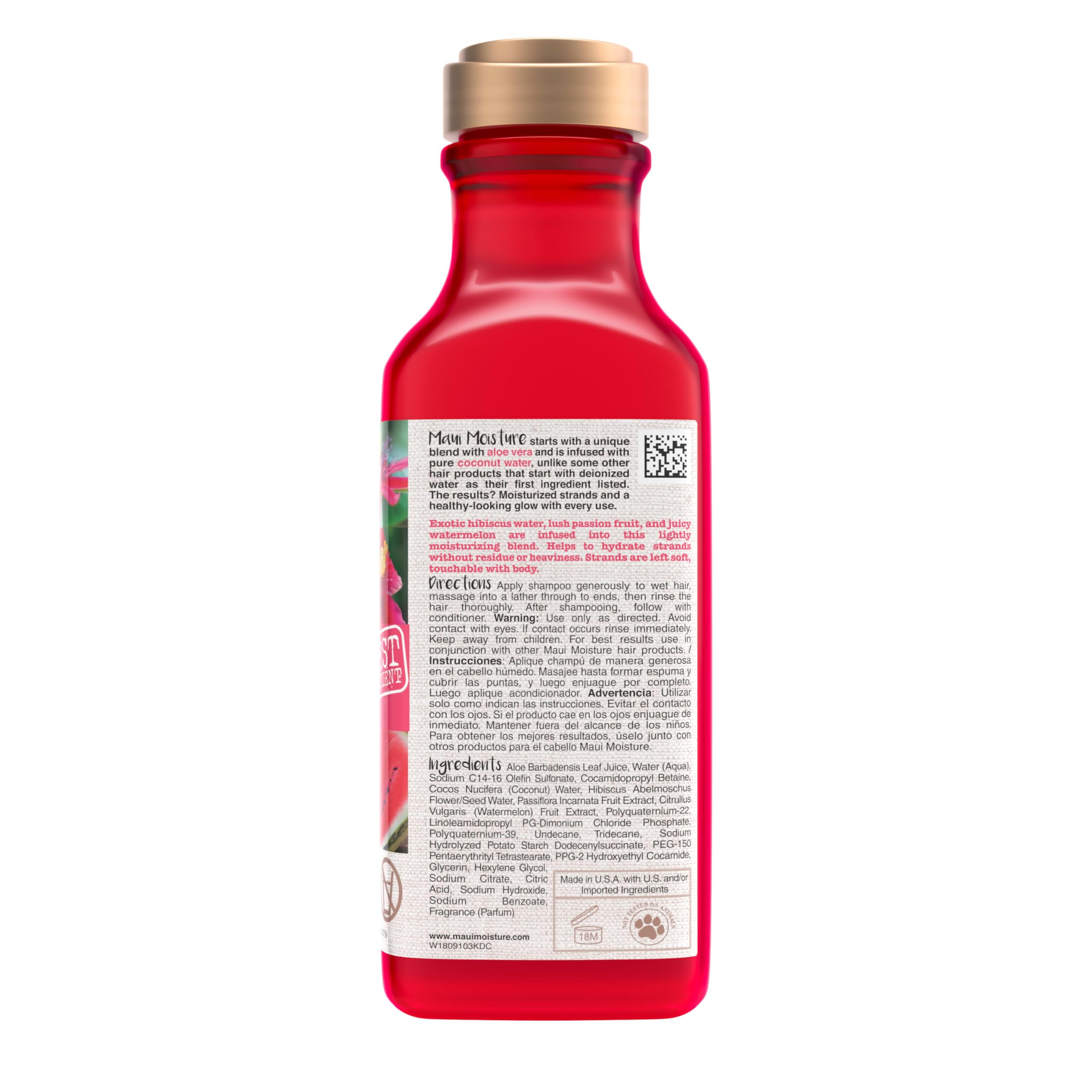 Fragrance notes of hibiscus and apple blossom in Maui Moisture shampoo