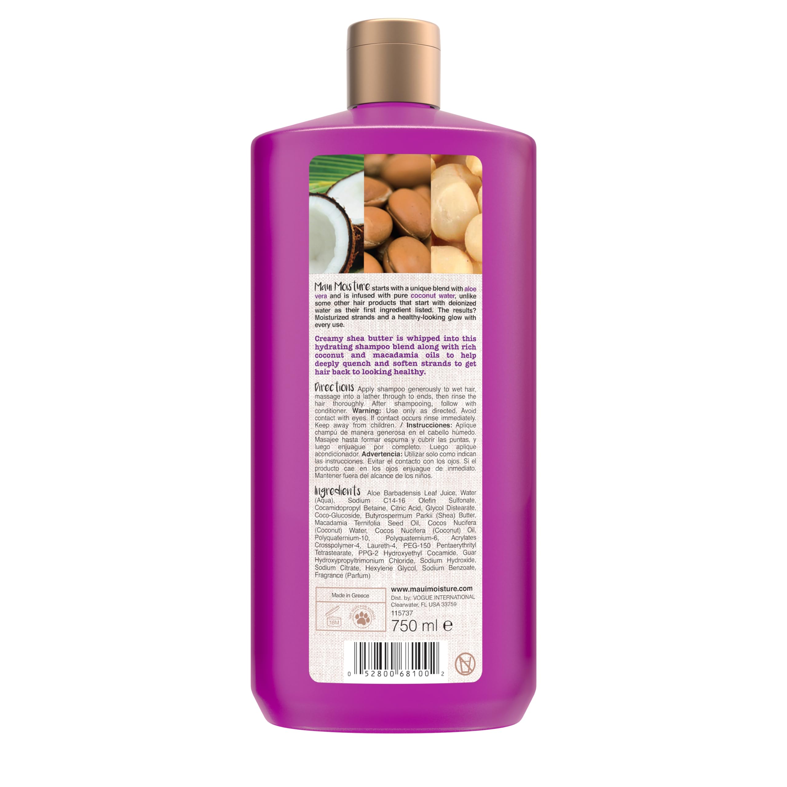 Maui Moisture Heal and Hydrate Shea Butter Shampoo citrus-melon-shea scent.
