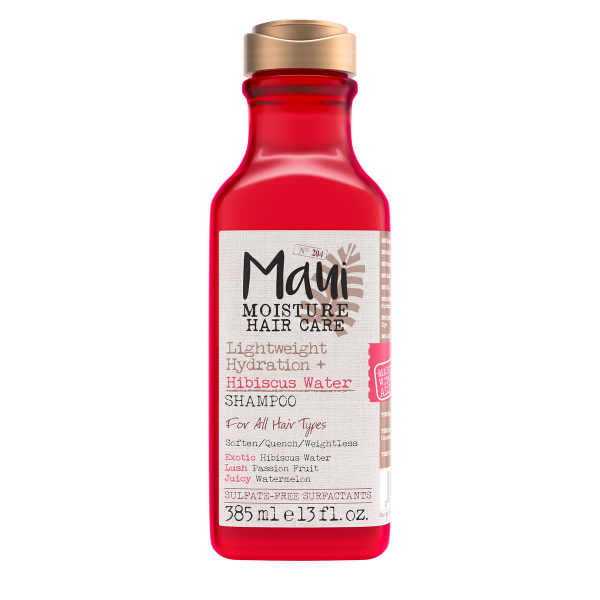 Maui Moisture lightweight hydration hibiscus shampoo bottle showing curl-friendly formula