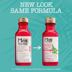 Maui Moisture hibiscus shampoo being poured showcasing gentle cleansing for waves