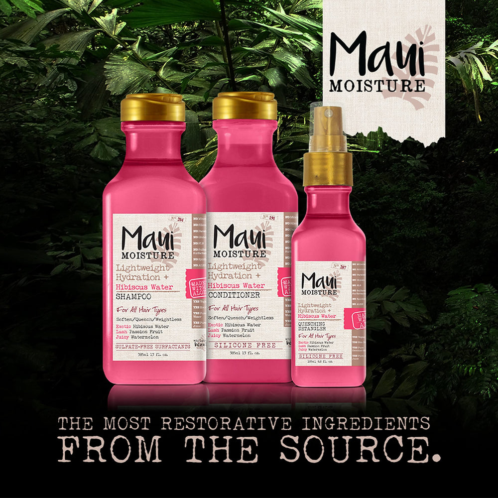 Vegan formula label on Maui Moisture Hibiscus Shampoo bottle