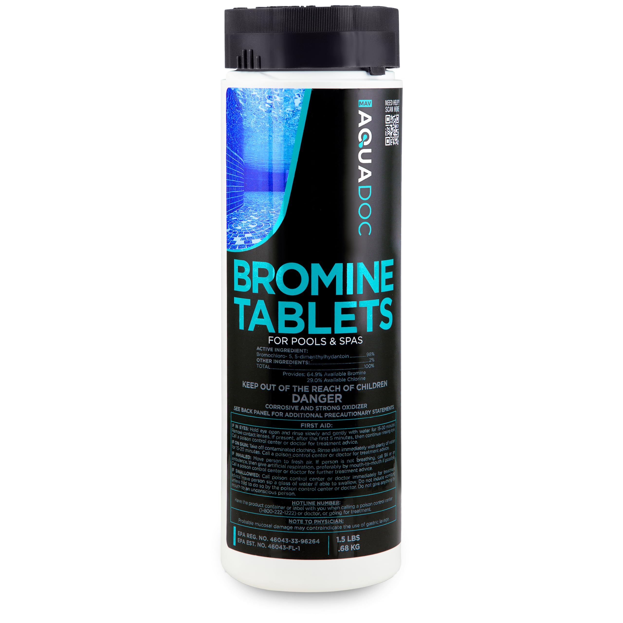 MAV Aquadoc bromine tablets provide reliable hot tub sanitation without strong chlorine smell.
