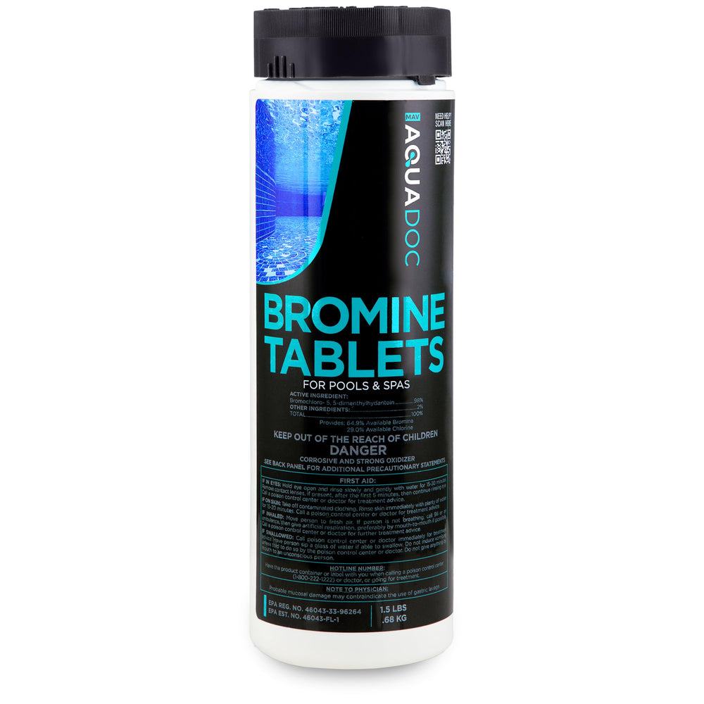 MAV Aquadoc bromine tablets provide reliable hot tub sanitation without strong chlorine smell.